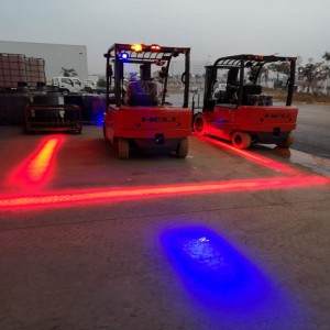 Raktári biztonsági LED targonca piros zóna lámpája a gyalogosok biztonságáért
